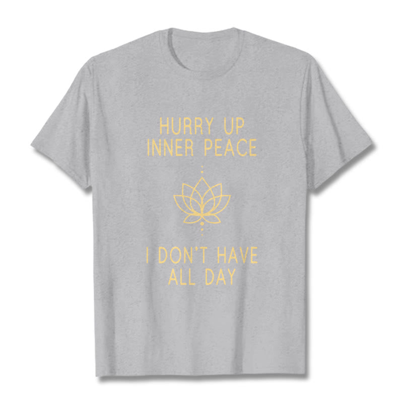 Buddha Stones HURRY UP INNER PEACE Tee T-shirt - LightGrey - Lotus Lines - XXL - image 9