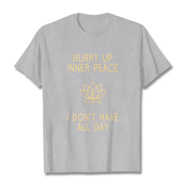 Buddha Stones HURRY UP INNER PEACE Tee T-shirt - LightGrey - Lotus Lines - XXL - image 9
