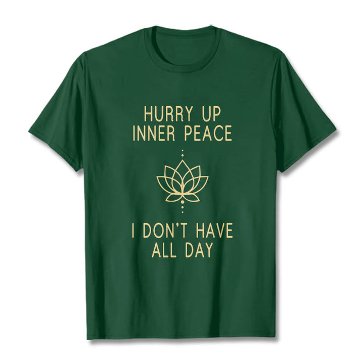 Buddha Stones HURRY UP INNER PEACE Tee T-shirt - ForestGreen - Lotus Lines - XXL - image 13