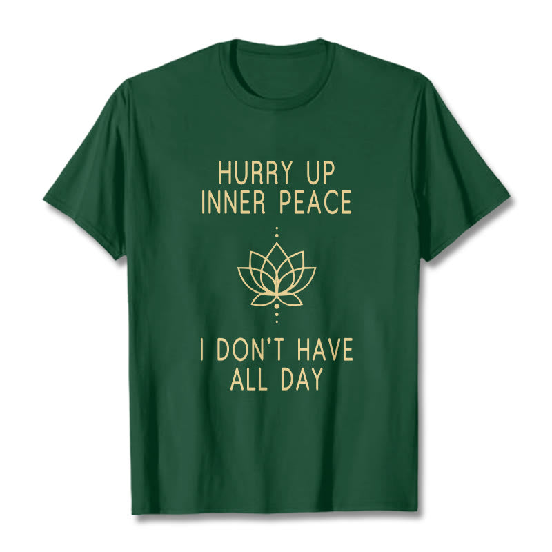 Buddha Stones HURRY UP INNER PEACE Tee T-shirt - ForestGreen - Lotus Lines - XXL - image 13