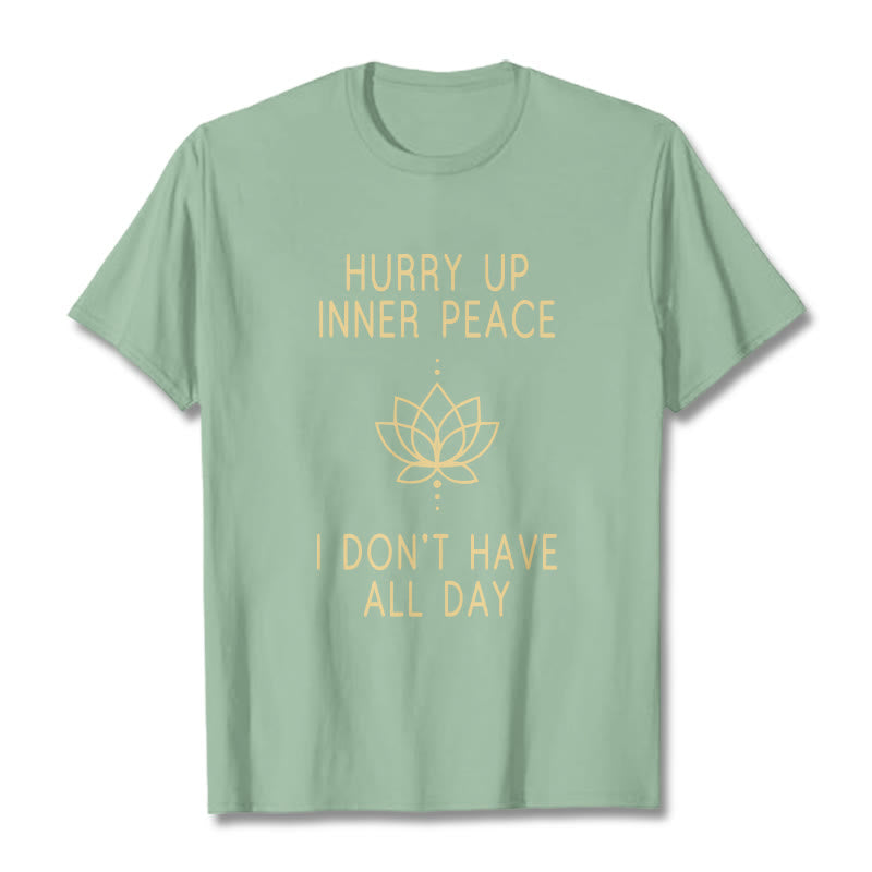 Buddha Stones HURRY UP INNER PEACE Tee T-shirt - PaleGreen - Lotus Lines - XXL - image 15