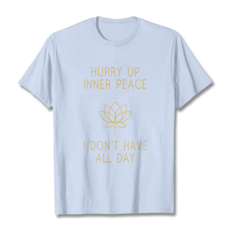 Buddha Stones HURRY UP INNER PEACE Tee T-shirt - LightCyan - Lotus Lines - XXL - image 17