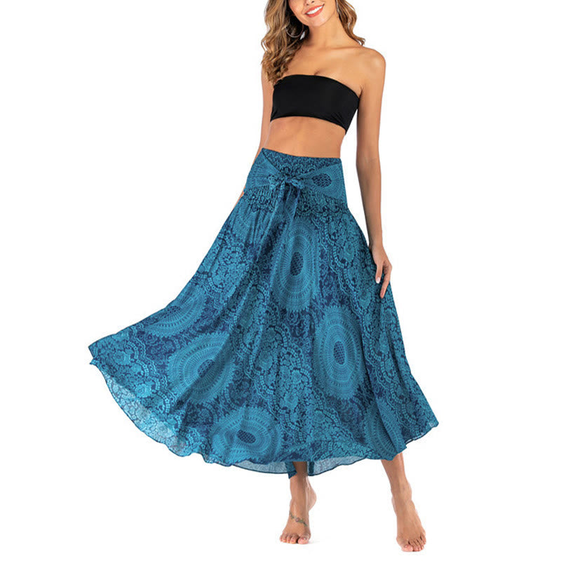 Buddha Stones Two Style Wear Boho Compass Rose Flower Skirt Dress - image 13