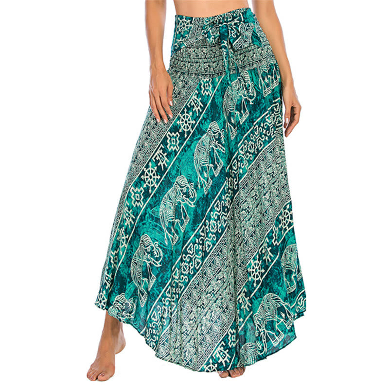 Buddha Stones Two Style Wear Boho Elephant Geometry Lace-up Skirt Dress - Turquoise - US4-12,UK/AU8-16,EU36-44 (F) - image 24