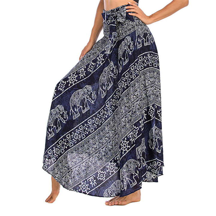 Buddha Stones Two Style Wear Boho Elephant Geometry Lace-up Skirt Dress - DarkSlateBlue - US4-12,UK/AU8-16,EU36-44 (F) - image 17