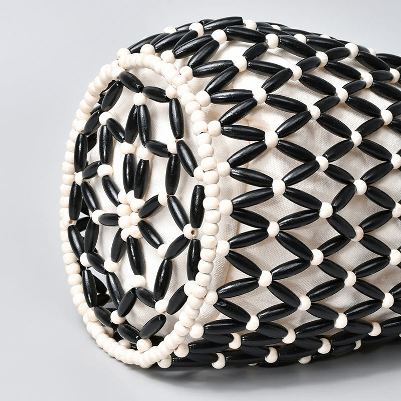 Buddha Stones Hand-woven Wooden Beads Bucket Shoulder Bag Handbag - image 2