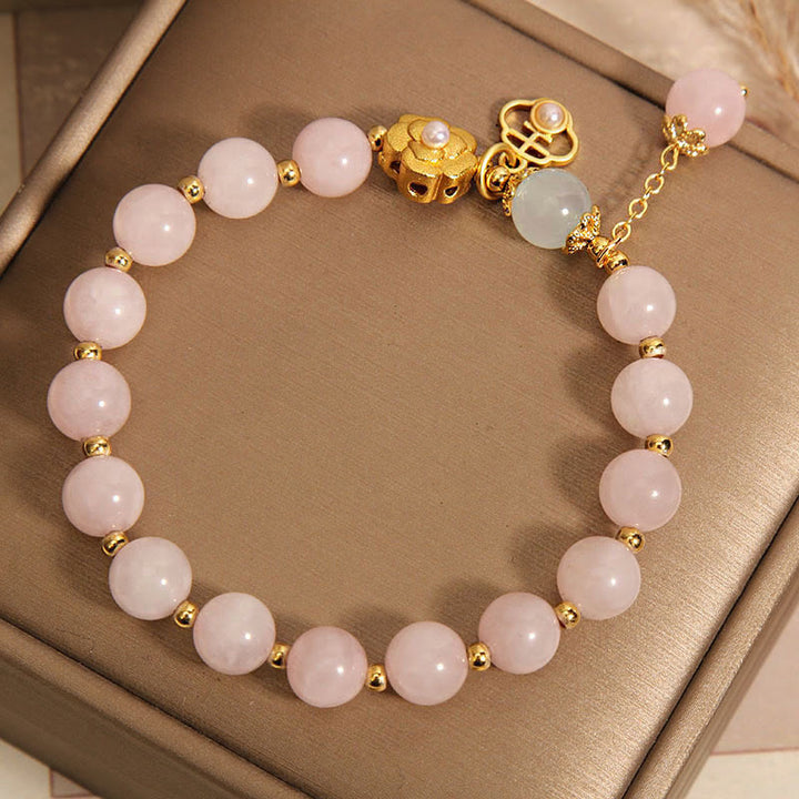 Buddha Stones Natural Pink Crystal Lucky Flower Warmth Bracelet - image 7