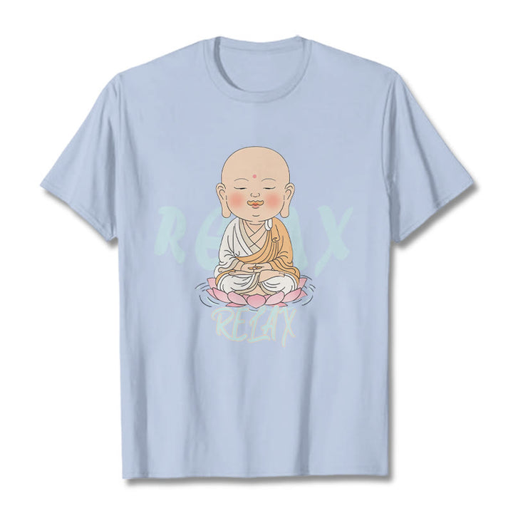 Buddha Stones RELAX Buddha Tee T-shirt - LightCyan - RELAX Background - 2XL - image 17