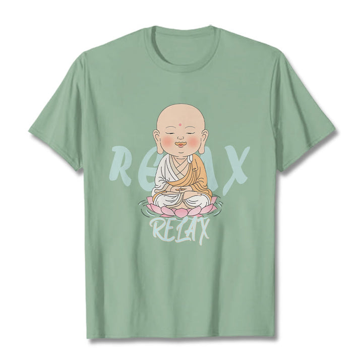 Buddha Stones RELAX Buddha Tee T-shirt - PaleGreen - RELAX Background - 2XL - image 13