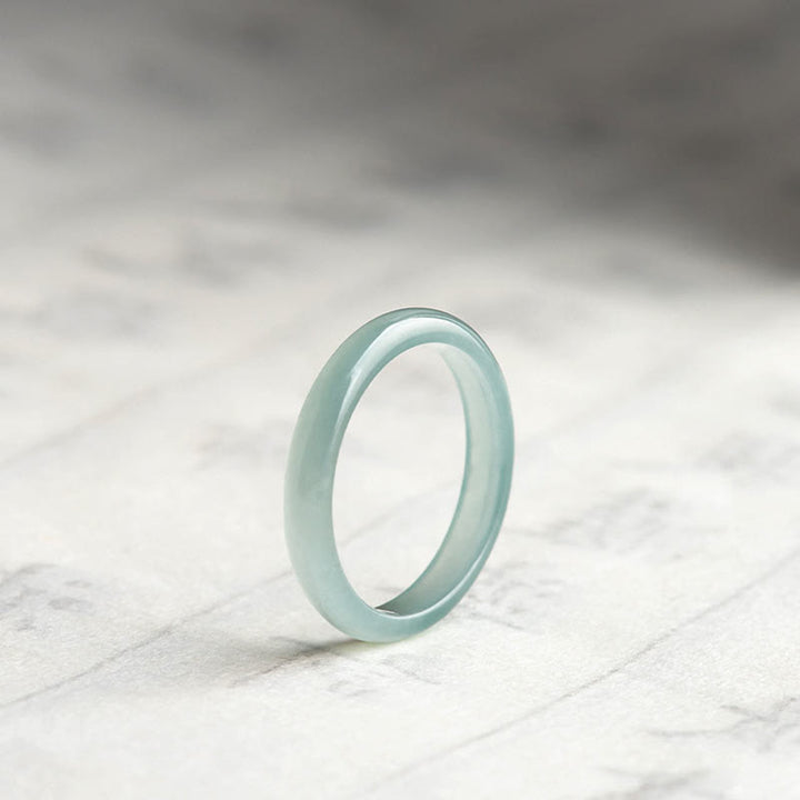 Buddha Stones Natural Jade Prosperity Luck Ring - Round - 21mm - image 2