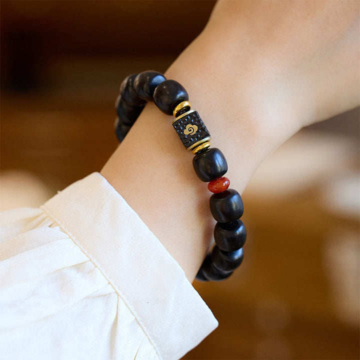 Buddha Stones Ebony Wood Auspicious Clouds Engraved Calm Bracelet - image 10