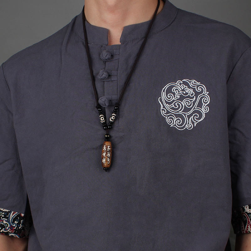 Buddha Stones Tibet Om Mani Padme Hum Dzi Bead Avalokitesvara Pattern Wealth Necklace Pendant - image 9