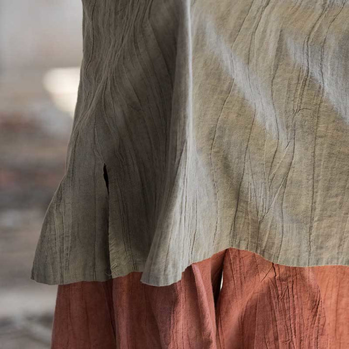 Buddha Stones Frog-Button Sleeveless Cami Midi Dress Ramie Linen Wide Leg Pants With Pockets - image 17