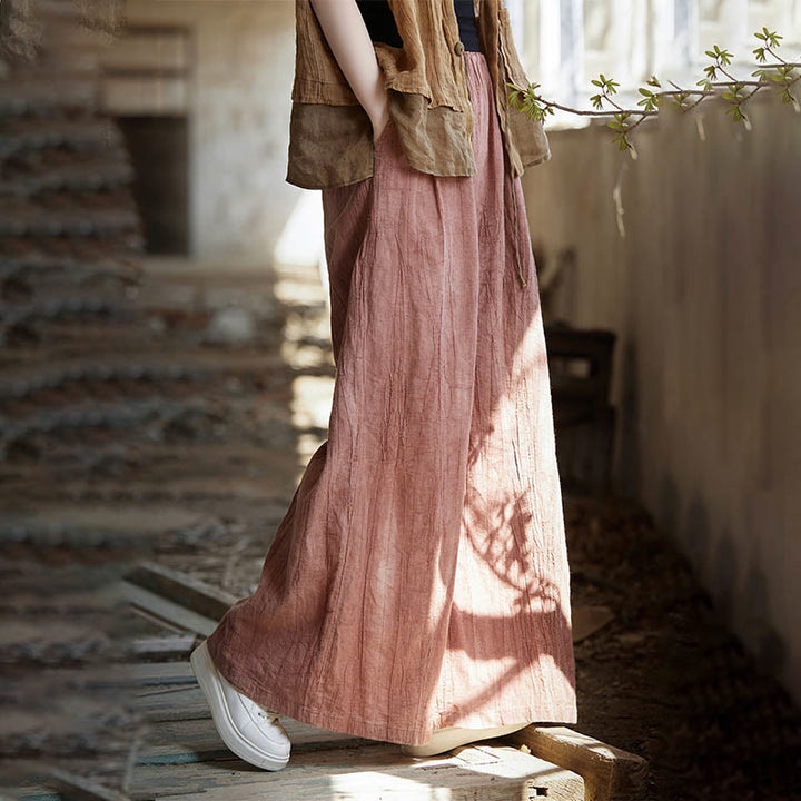 Buddha Stones Frog-Button Sleeveless Cami Midi Dress Ramie Linen Wide Leg Pants With Pockets - image 40