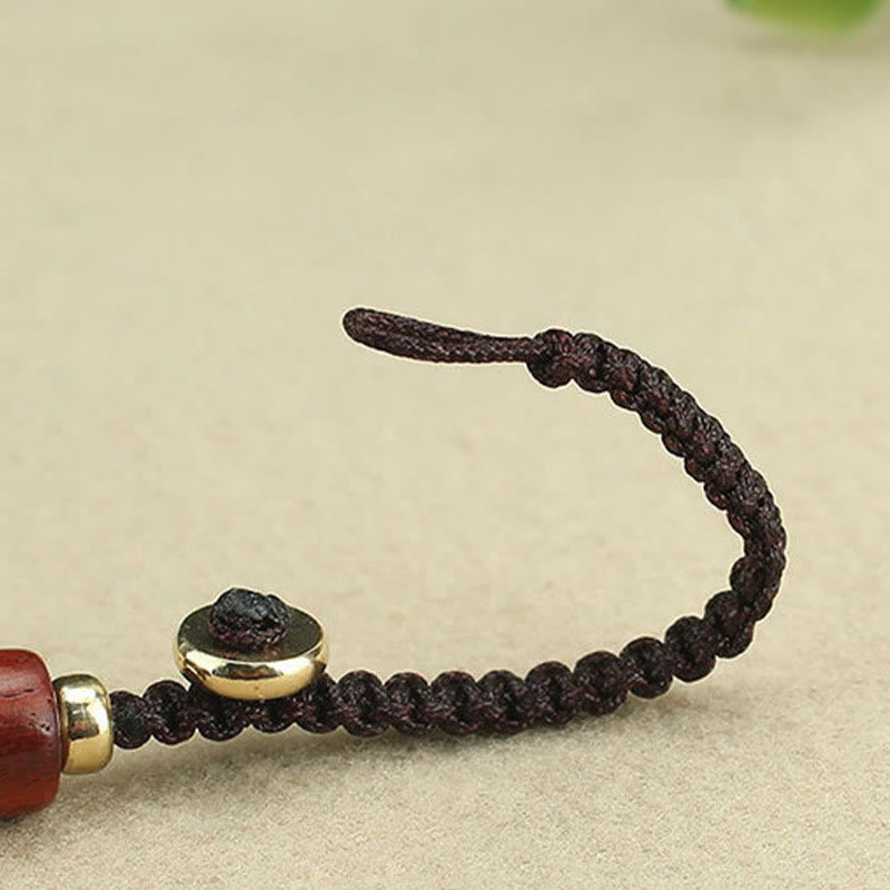 Buddha Stones Copper Coin Attract Wealth Ebony Wood Red Sandalwood Luck Key Chain Decoration - image 4