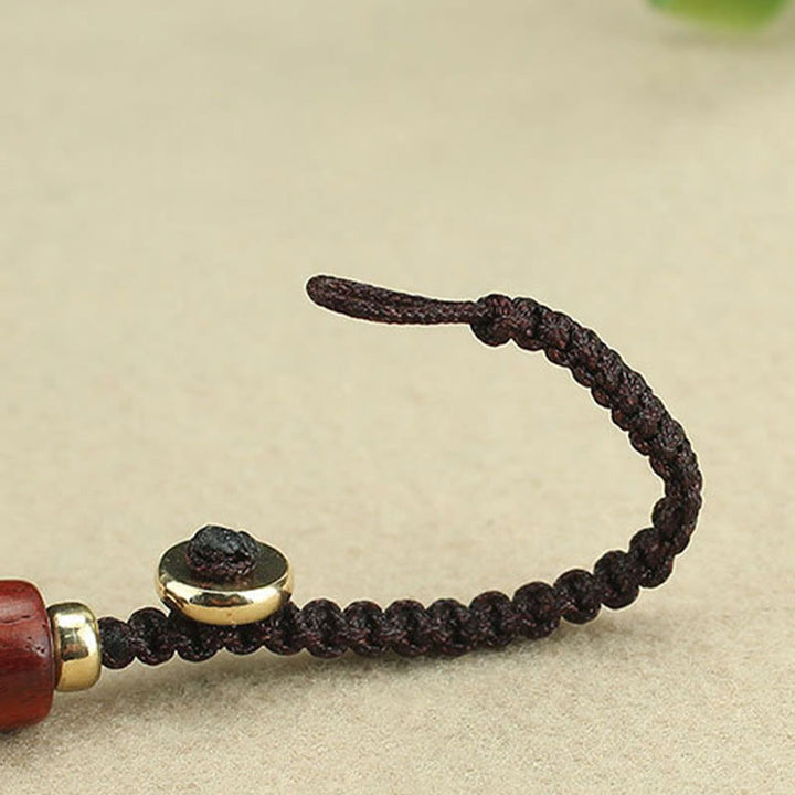 Buddha Stones Copper Coin Attract Wealth Ebony Wood Red Sandalwood Luck Key Chain Decoration - image 4