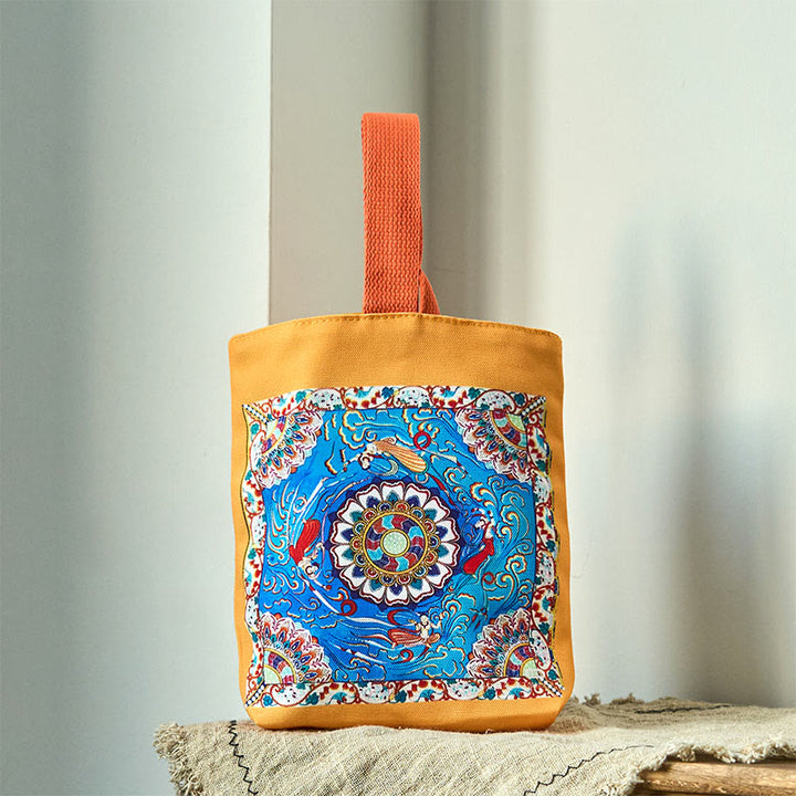 Buddha Stones Dunhuang Flying Apsaras Lotus Buddha Statues Canvas Handbag - Dunhuang Flying Apsaras 15*8*22cm - image 4