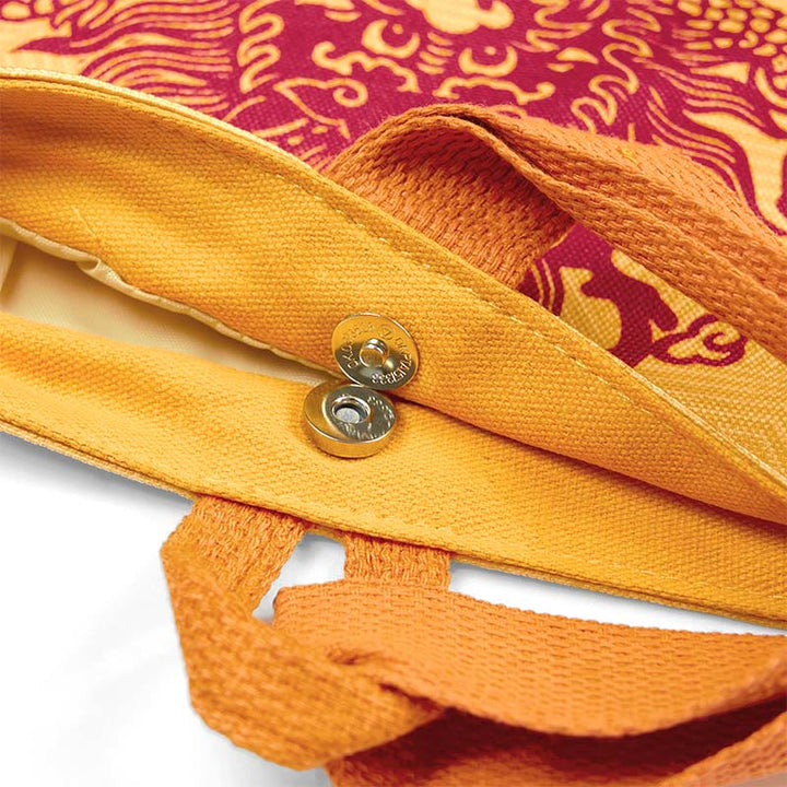 Buddha Stones Chinese Dragon Persimmon Canvas Handbag - image 14