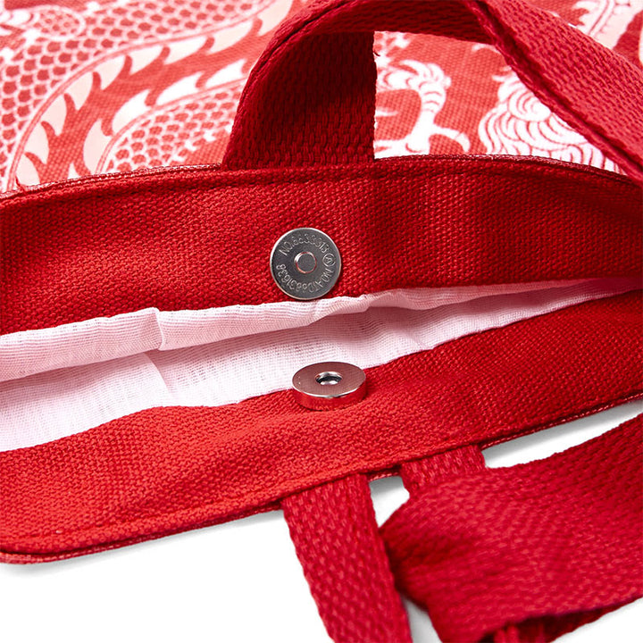 Buddha Stones Chinese Dragon Persimmon Canvas Handbag - image 3