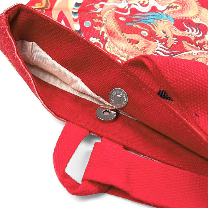 Buddha Stones Chinese Dragon Persimmon Canvas Handbag - image 9