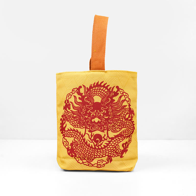 Buddha Stones Chinese Dragon Persimmon Canvas Handbag - image 12