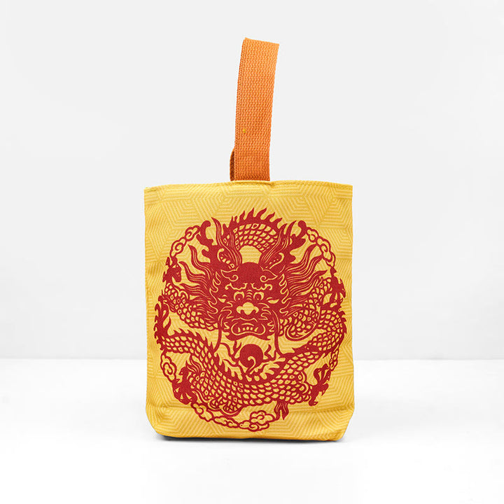 Buddha Stones Chinese Dragon Persimmon Canvas Handbag - image 12