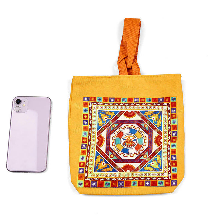 Buddha Stones Dunhuang Flying Apsaras Lotus Buddha Statues Canvas Handbag - image 17