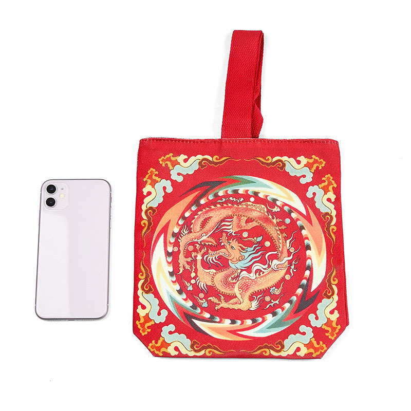 Buddha Stones Chinese Dragon Persimmon Canvas Handbag - image 7