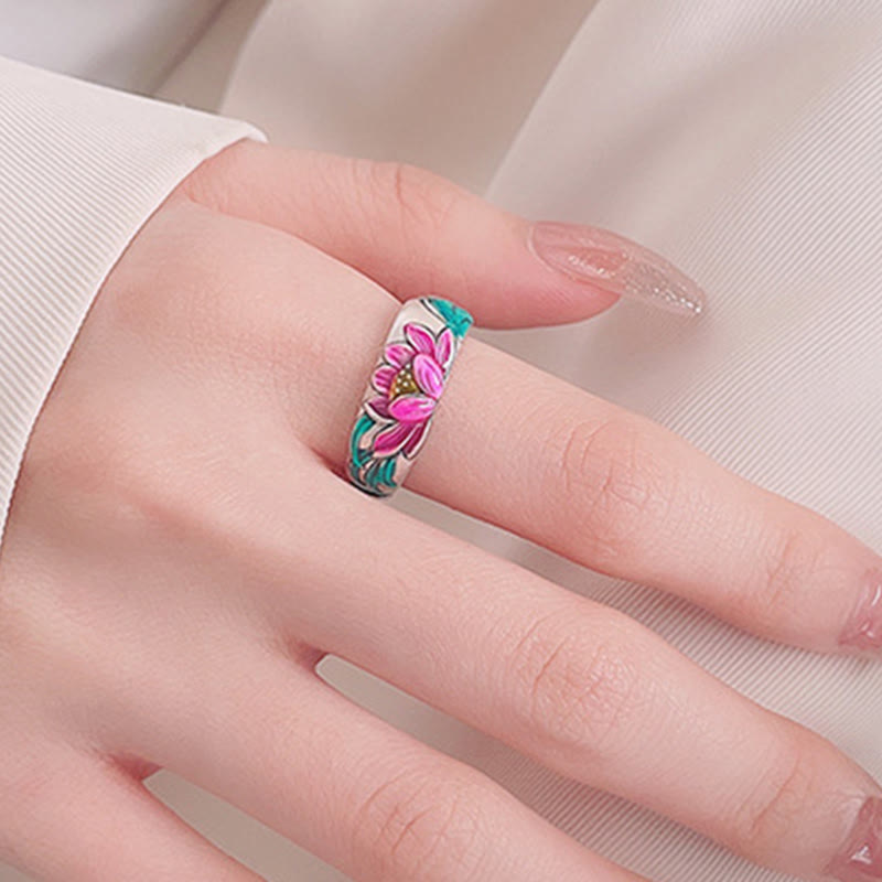 Buddha Stones 925 Sterling Silver Lotus Flower Heart Sutra Enlightenment Ring - image 9