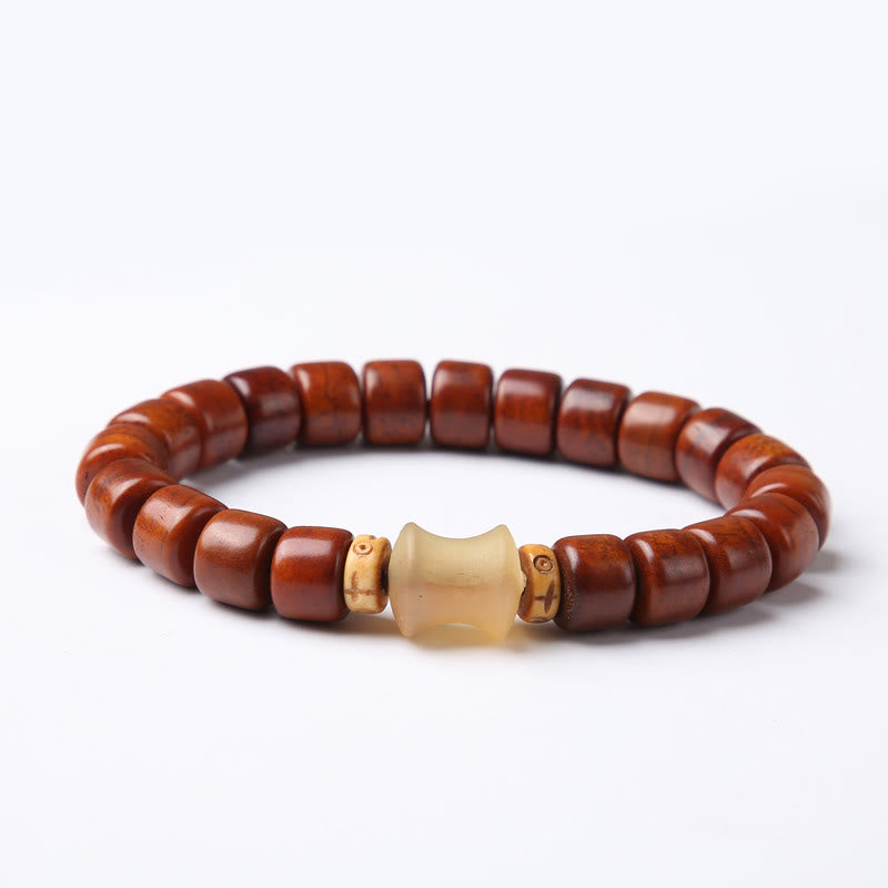 Buddha Stones Tibetan Bone Beads Three-Eyed Dzi Bead Sheep Horn Red Agate Strength Bracelet - 8*10mm Bone Beads Sheep Horn(Wrist Circumference 14-16cm) - image 14