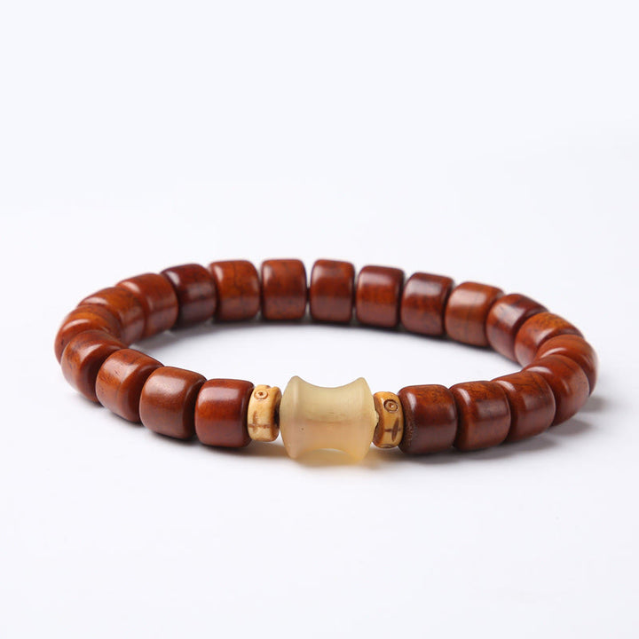 Buddha Stones Tibetan Bone Beads Three-Eyed Dzi Bead Sheep Horn Red Agate Strength Bracelet - 8*10mm Bone Beads Sheep Horn(Wrist Circumference 14-16cm) - image 14
