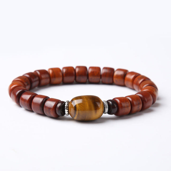 Buddha Stones Tibetan Bone Beads Three-Eyed Dzi Bead Sheep Horn Red Agate Strength Bracelet - 8*10mm Bone Beads Tiger Eye(Wrist Circumference 14-16cm) - image 19