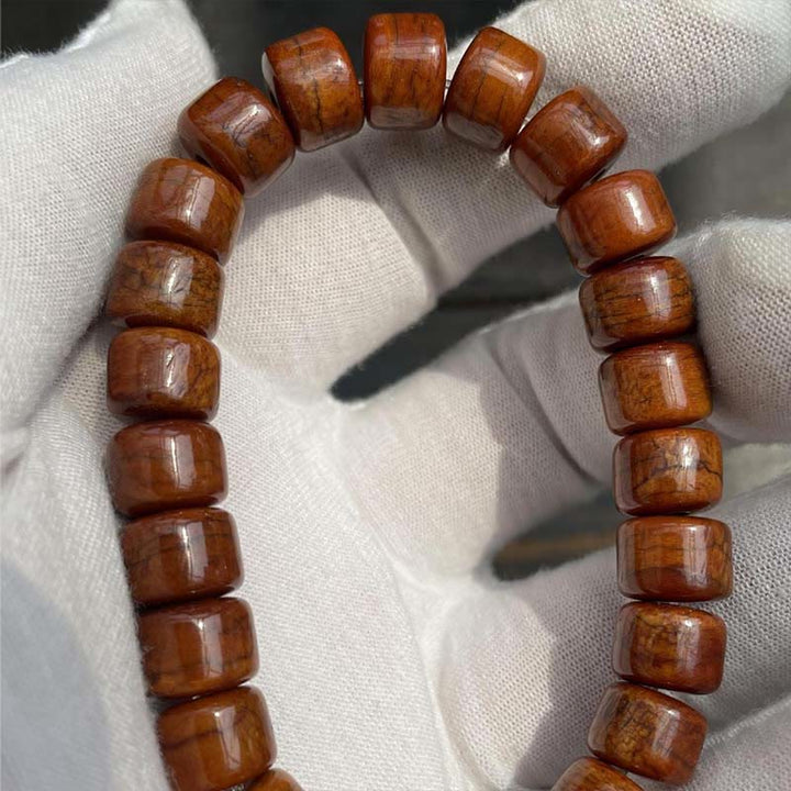 Buddha Stones Tibetan Bone Beads Three-Eyed Dzi Bead Sheep Horn Red Agate Strength Bracelet - image 9