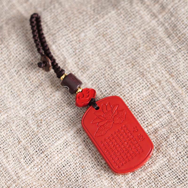 Buddha Stones Natural Cinnabar Heart Sutra Blessing Key Chain - image 7