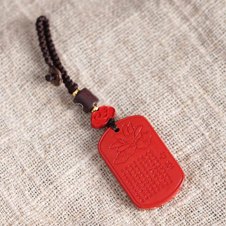Buddha Stones Natural Cinnabar Heart Sutra Blessing Key Chain - image 7