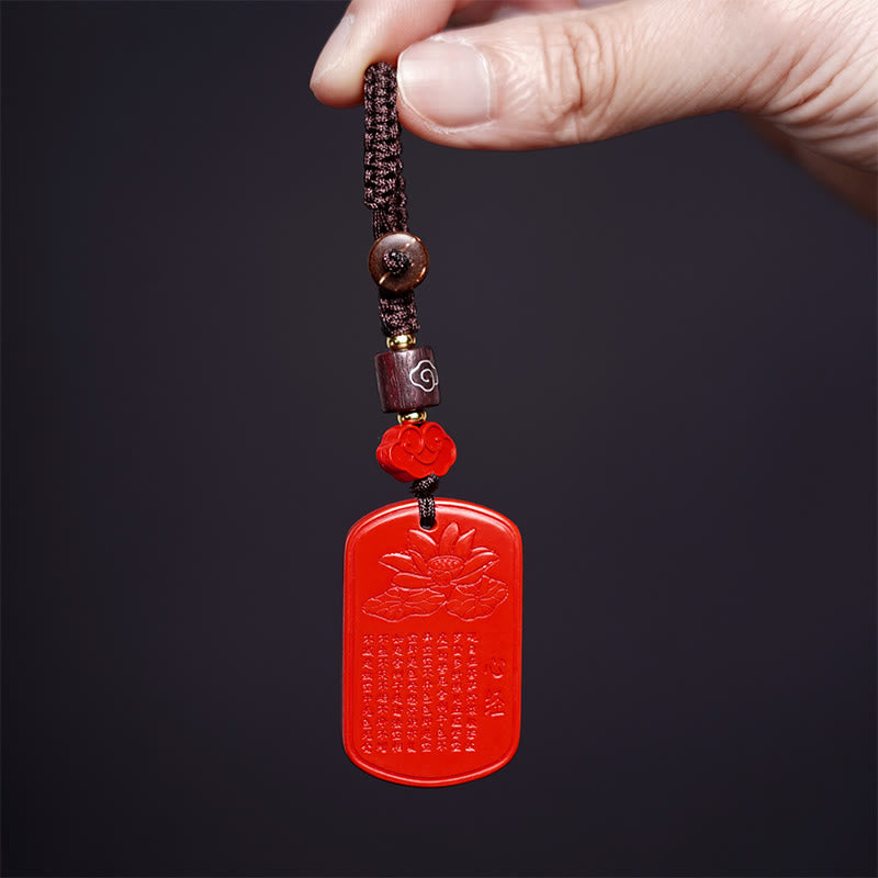 Buddha Stones Natural Cinnabar Heart Sutra Blessing Key Chain - image 6
