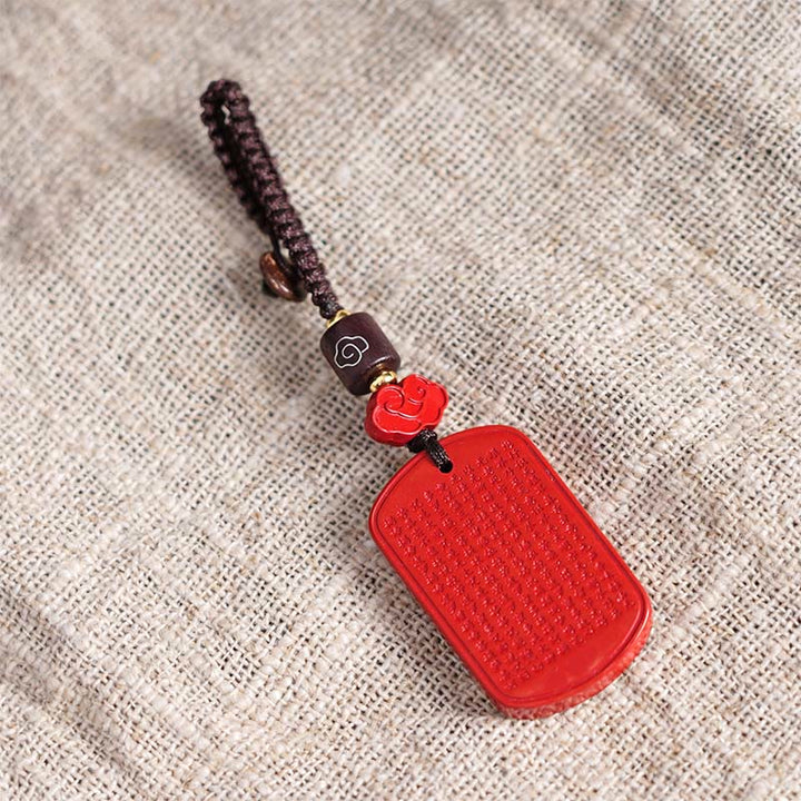 Buddha Stones Natural Cinnabar Heart Sutra Blessing Key Chain - image 8