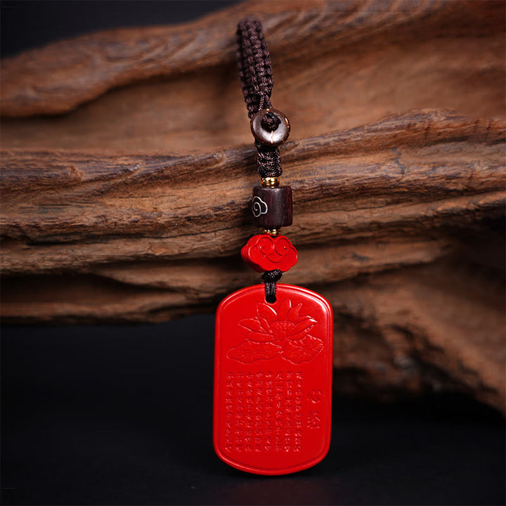Buddha Stones Natural Cinnabar Heart Sutra Blessing Key Chain - image 3