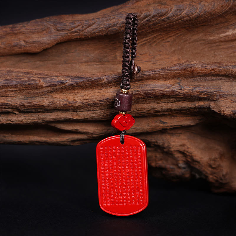 Buddha Stones Natural Cinnabar Heart Sutra Blessing Key Chain - image 4