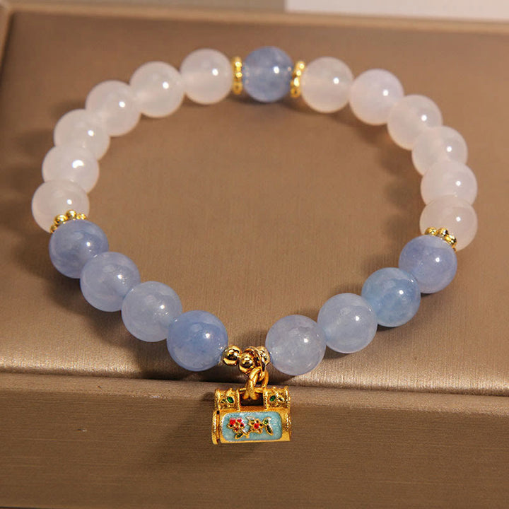 Buddha Stones Natural White Agate Aquamarine Protection Bracelet - image 1