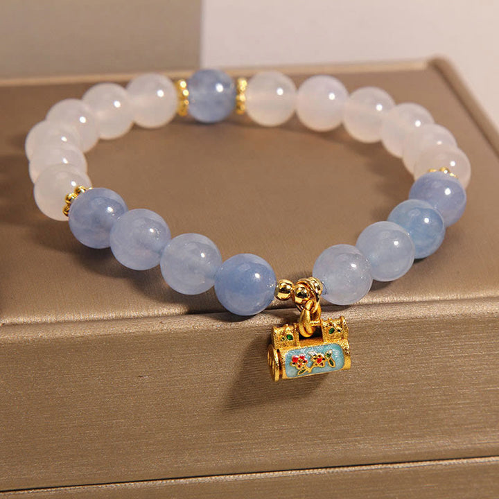 Buddha Stones Natural White Agate Aquamarine Protection Bracelet - image 4