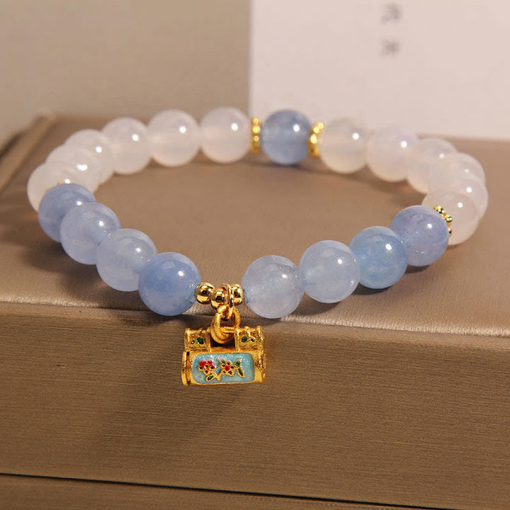 Buddha Stones Natural White Agate Aquamarine Protection Bracelet - image 2
