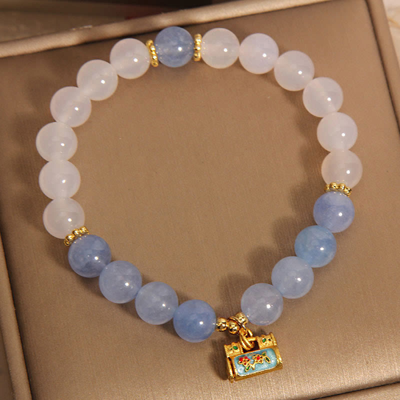 Buddha Stones Natural White Agate Aquamarine Protection Bracelet - image 7