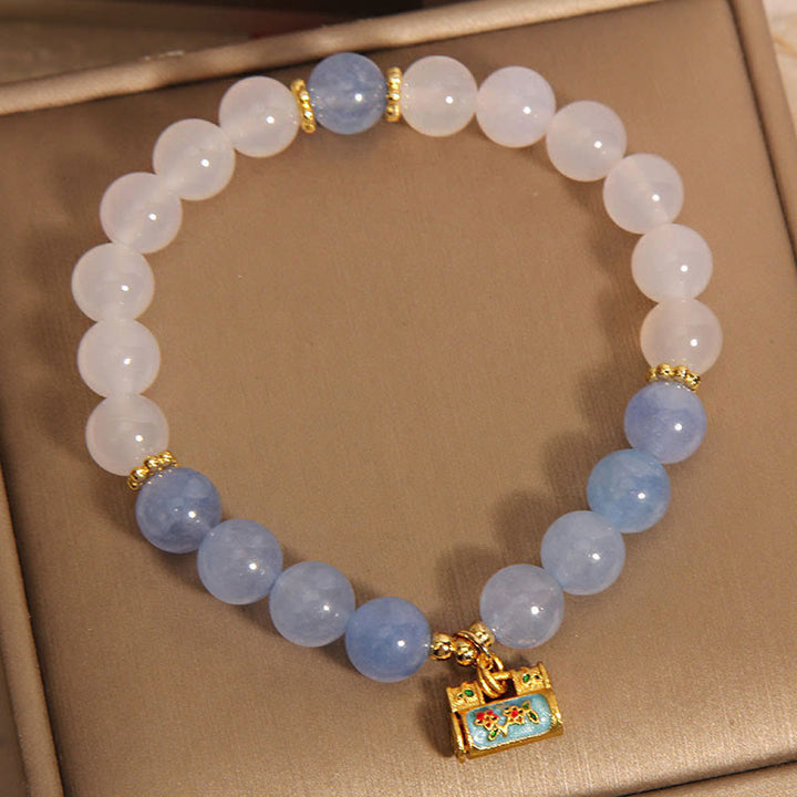 Buddha Stones Natural White Agate Aquamarine Protection Bracelet - image 7