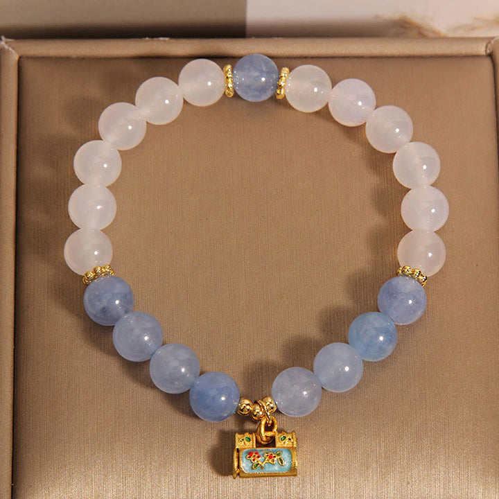 Buddha Stones Natural White Agate Aquamarine Protection Bracelet - image 3