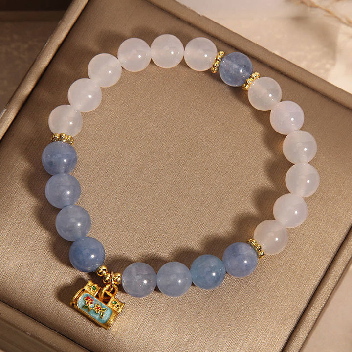 Buddha Stones Natural White Agate Aquamarine Protection Bracelet - image 9