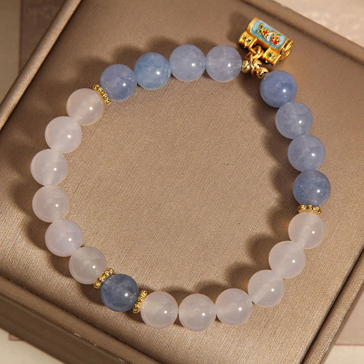 Buddha Stones Natural White Agate Aquamarine Protection Bracelet - image 8