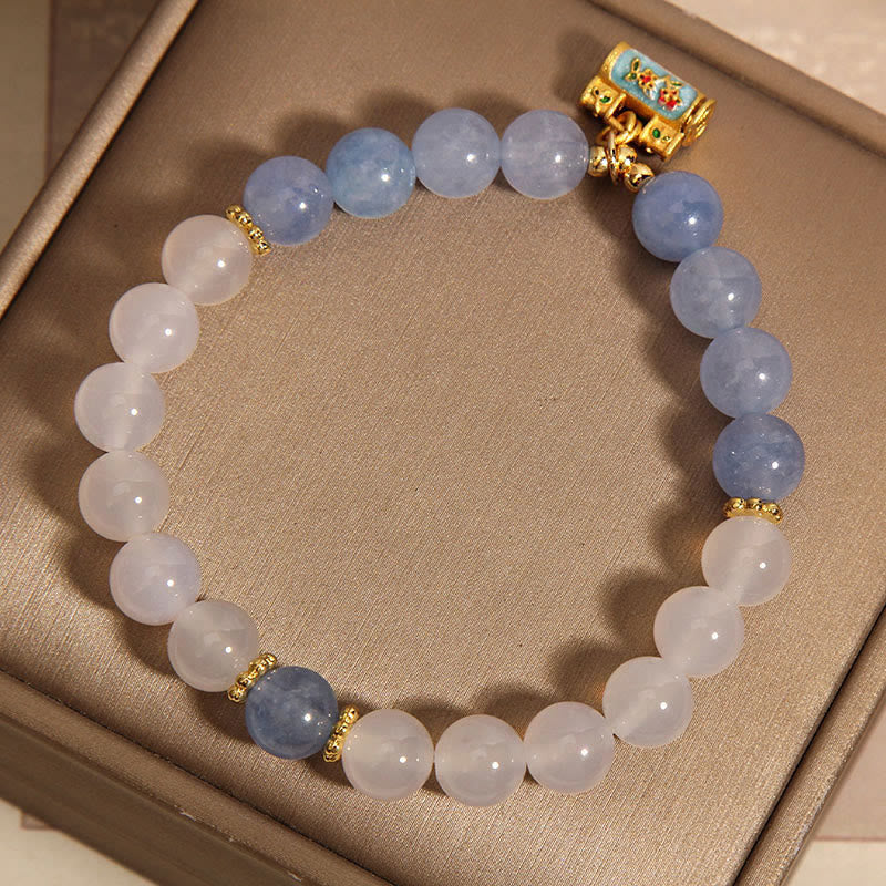 Buddha Stones Natural White Agate Aquamarine Protection Bracelet - image 8