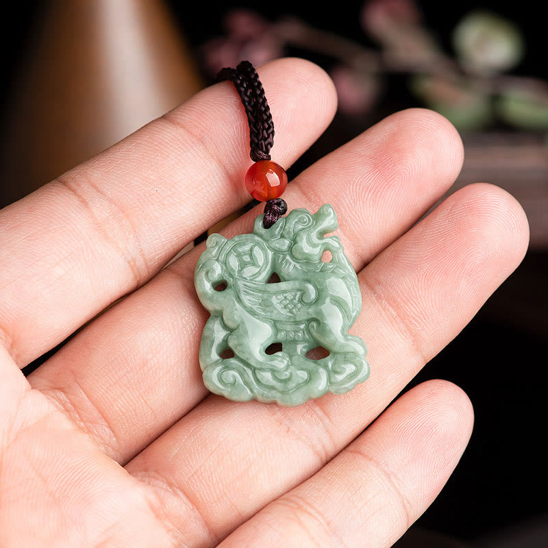Buddha Stones Jade PiXiu Wealth Luck String Necklace Pendant - image 7