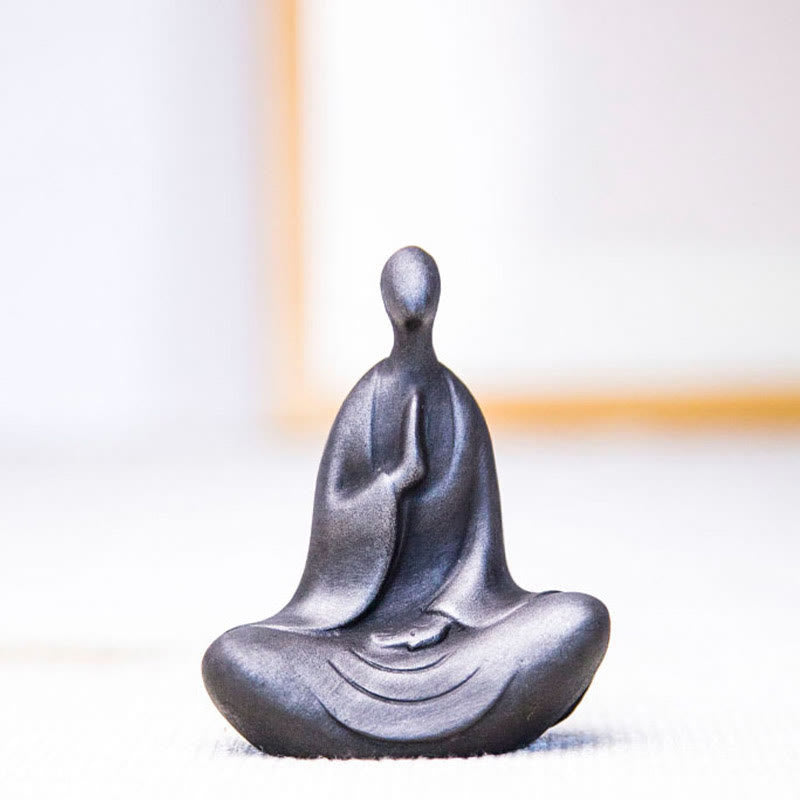 Buddha Stones Tibetan Buddha Iron Powder Rust Cast Resin Statue Desk Decoration - image 9